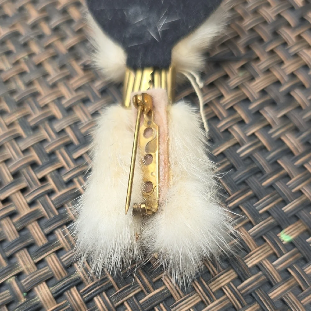 Furry Cat Toy with Black and Cream Accents